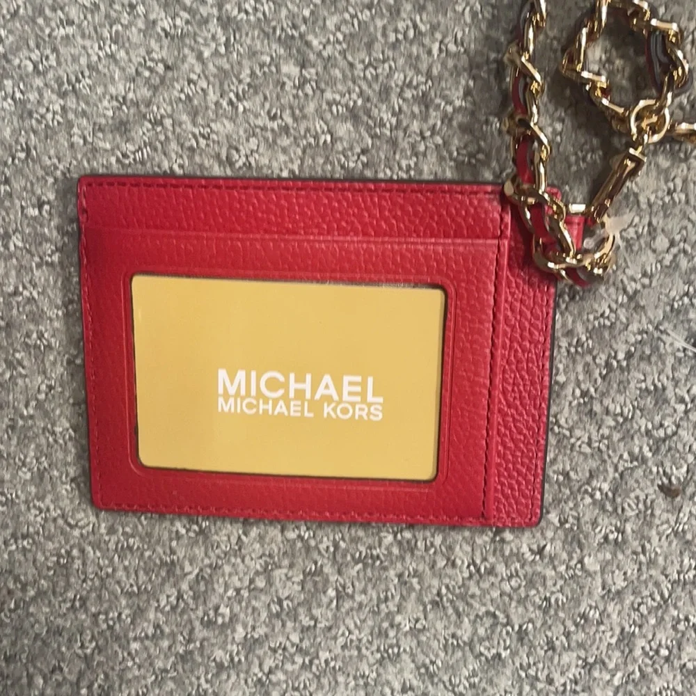MK Jet Set Charm Small ID Chain Leather Card Holder